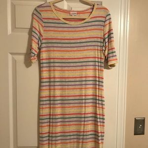 LuLaRoe striped Julia Medium EUC unicorn piece!